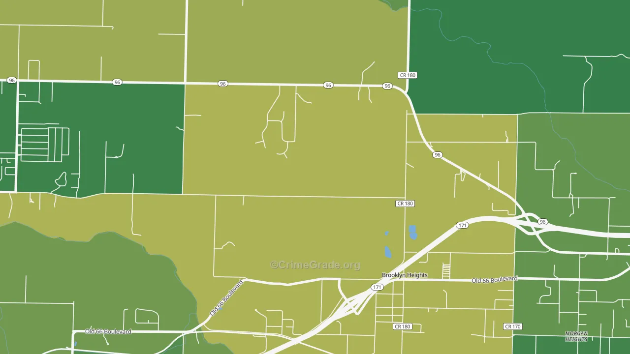 Brooklyn Heights, MO Map of Vehicle Theft Rates