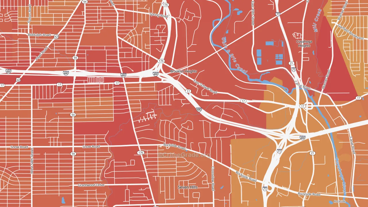 Brooklyn Heights, OH Map of Vehicle Theft Rates