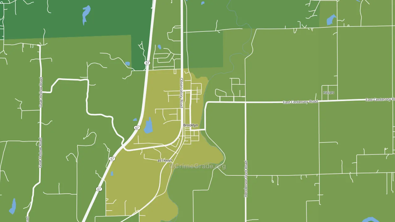 Brooklyn, IN Map of Vehicle Theft Rates