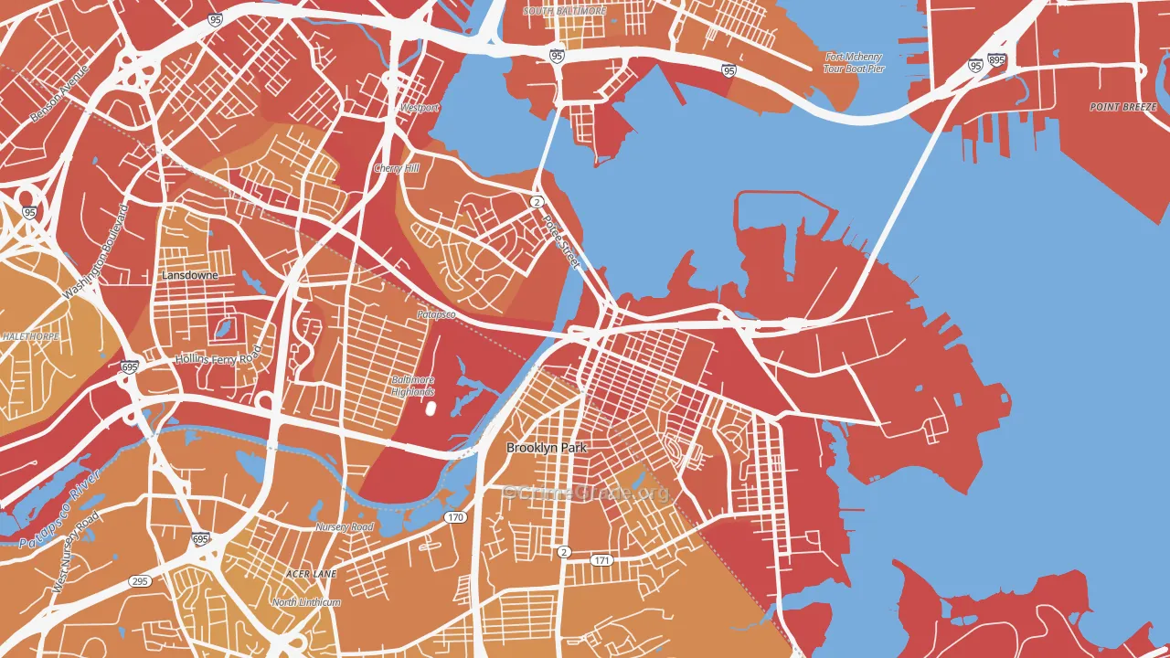 Brooklyn, MD Map of Vehicle Theft Rates