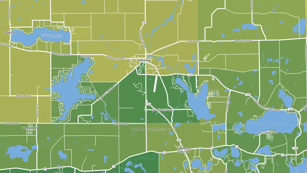 Brooklyn, MI Map of Vehicle Theft Rates