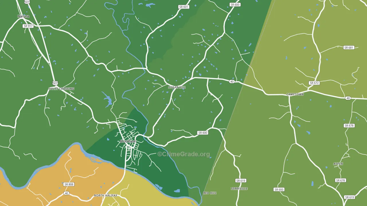 Brookneal, VA Map of Vehicle Theft Rates