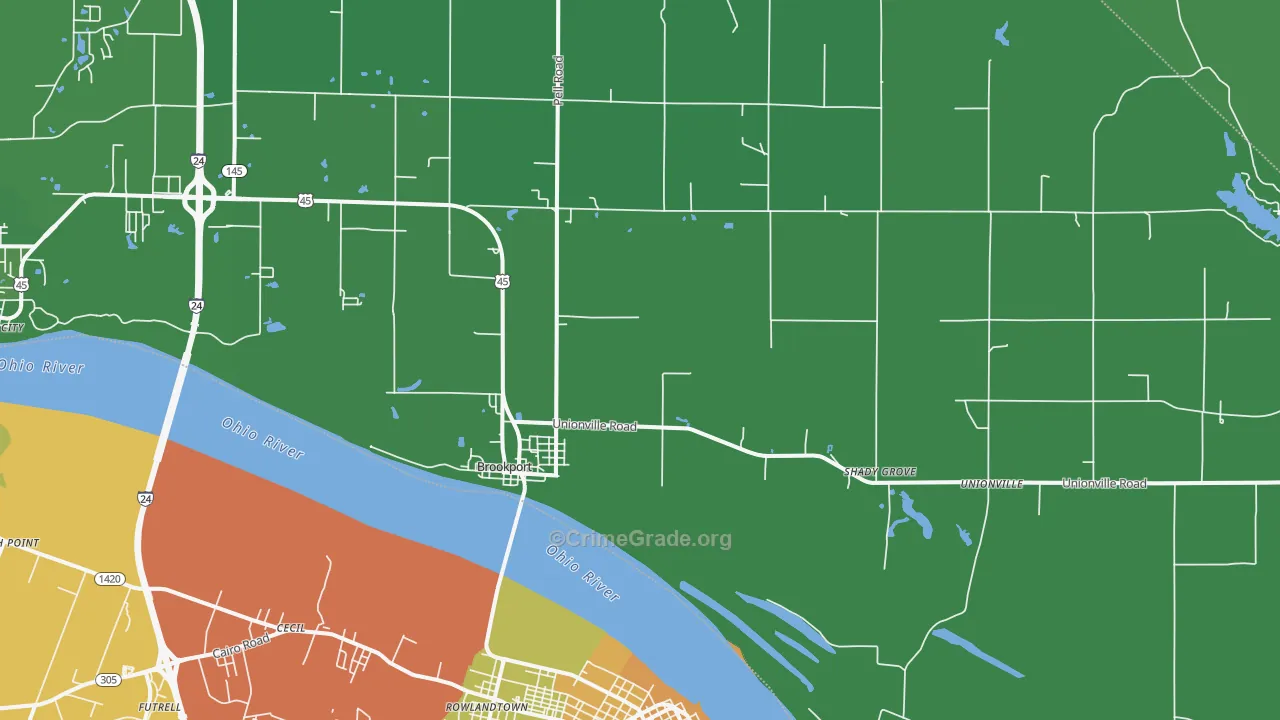 Brookport, IL Map of Vehicle Theft Rates