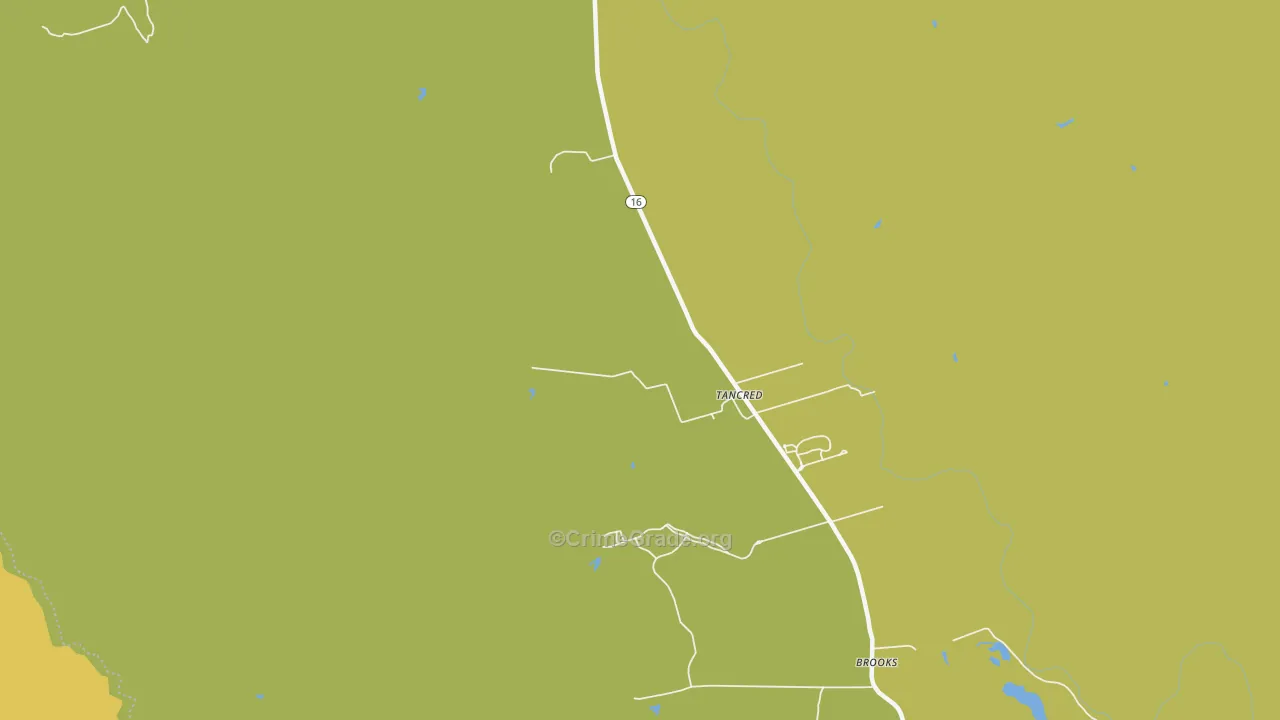 Brooks, CA Map of Vehicle Theft Rates