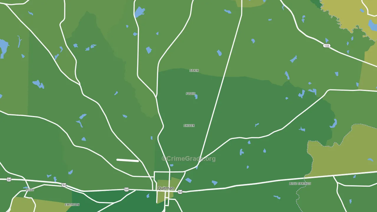 Brooks County, GA Map of Vehicle Theft Rates