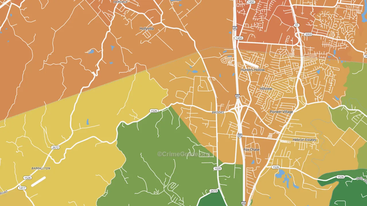 Brooks, KY Map of Vehicle Theft Rates