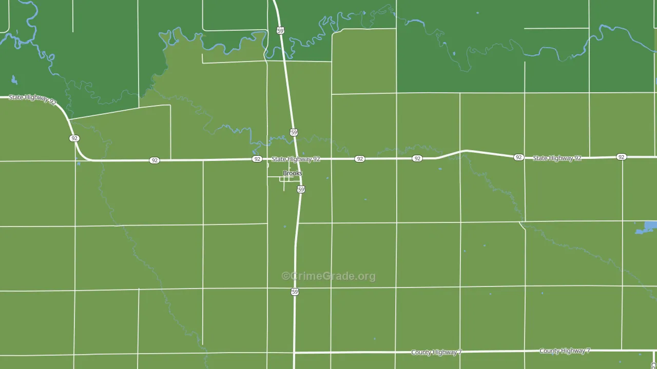 Brooks, MN Map of Vehicle Theft Rates