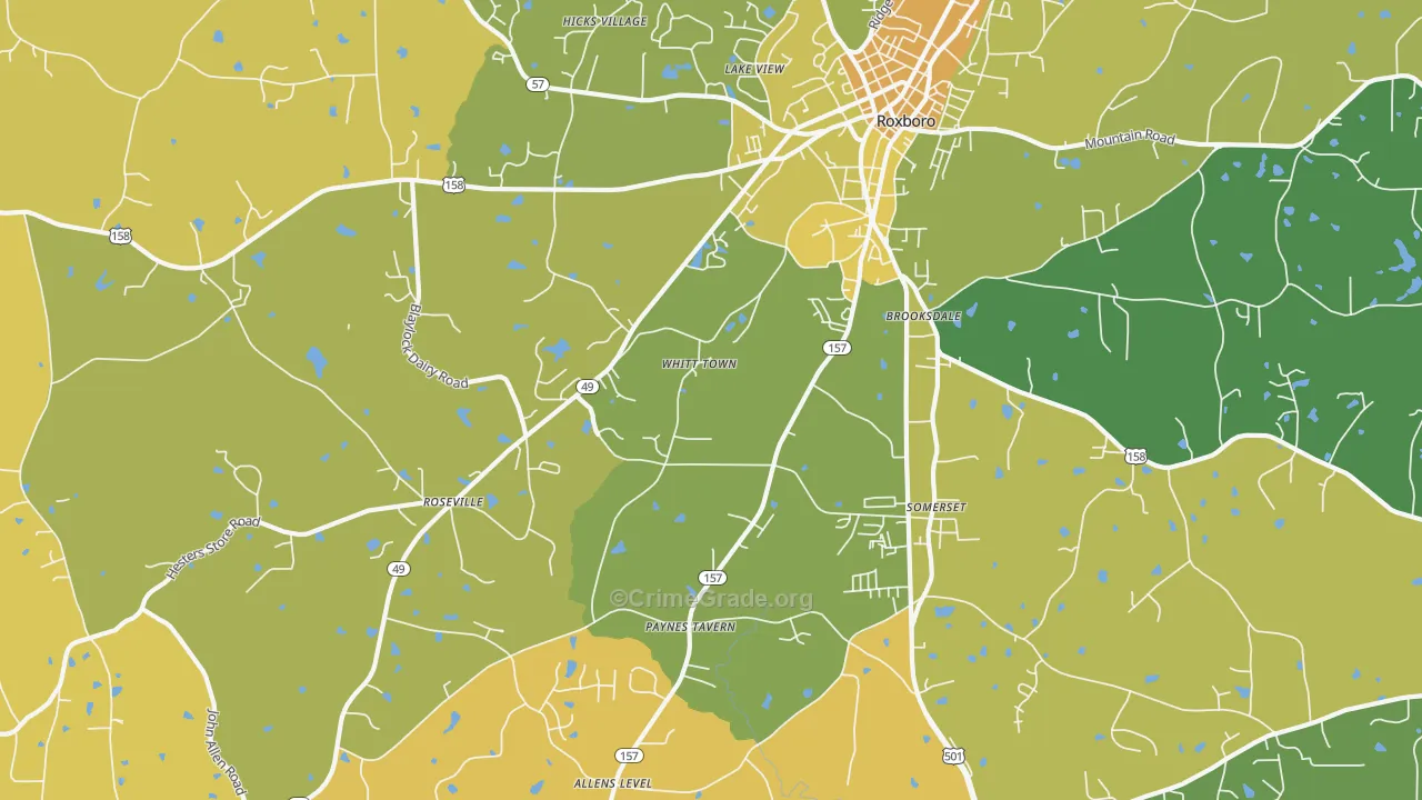 Brooksdale, NC Map of Vehicle Theft Rates