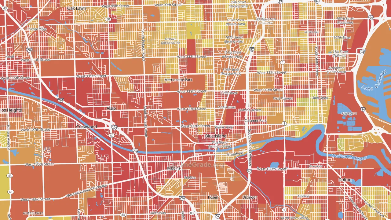 Brookside Glen, Chicago, IL Map of Vehicle Theft Rates