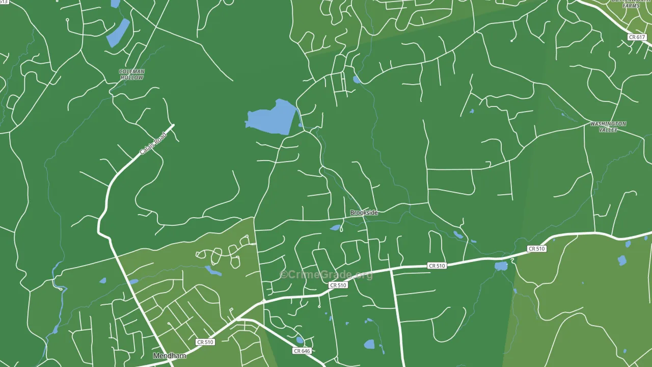 Brookside, NJ Map of Vehicle Theft Rates