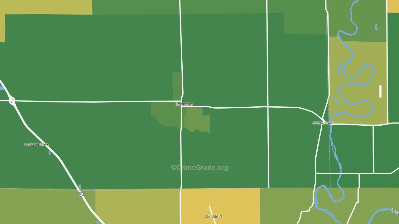 Brookston, IN Map of Vehicle Theft Rates