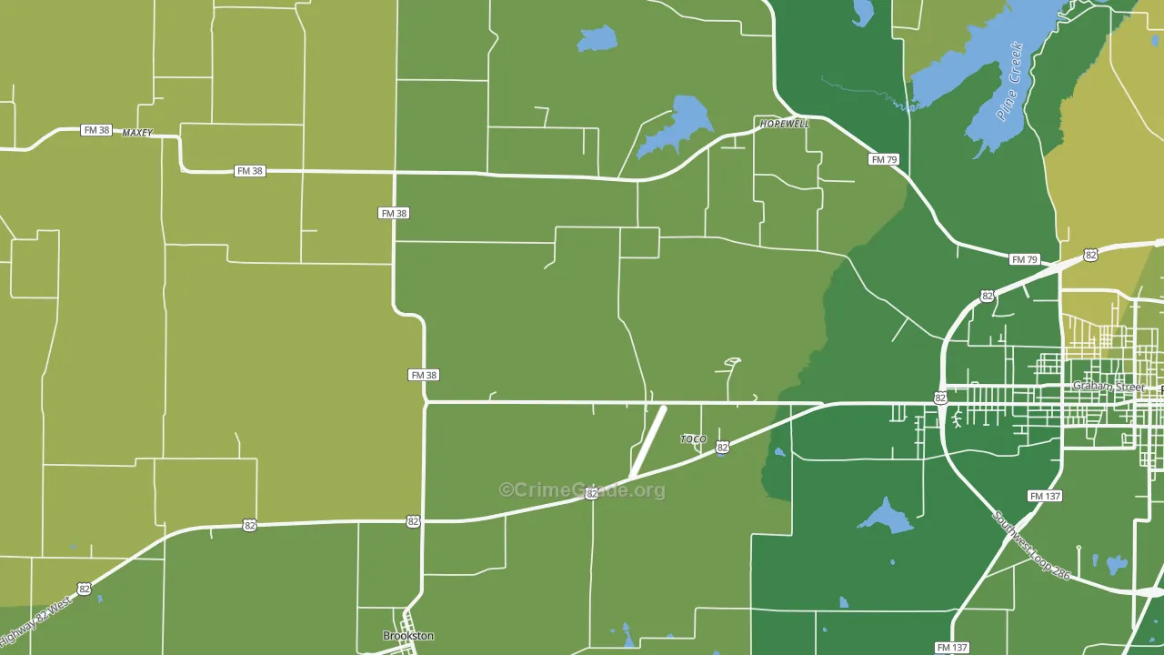 Brookston, TX Map of Vehicle Theft Rates