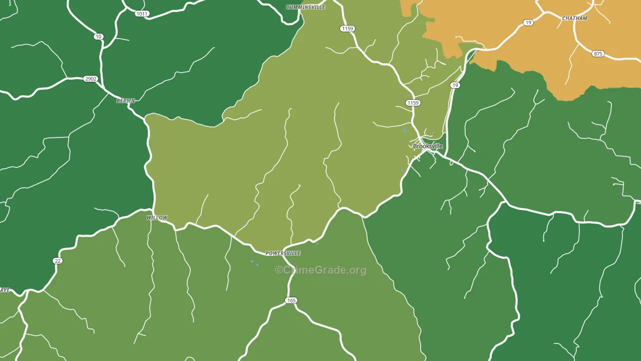 Brooksville, KY Map of Vehicle Theft Rates