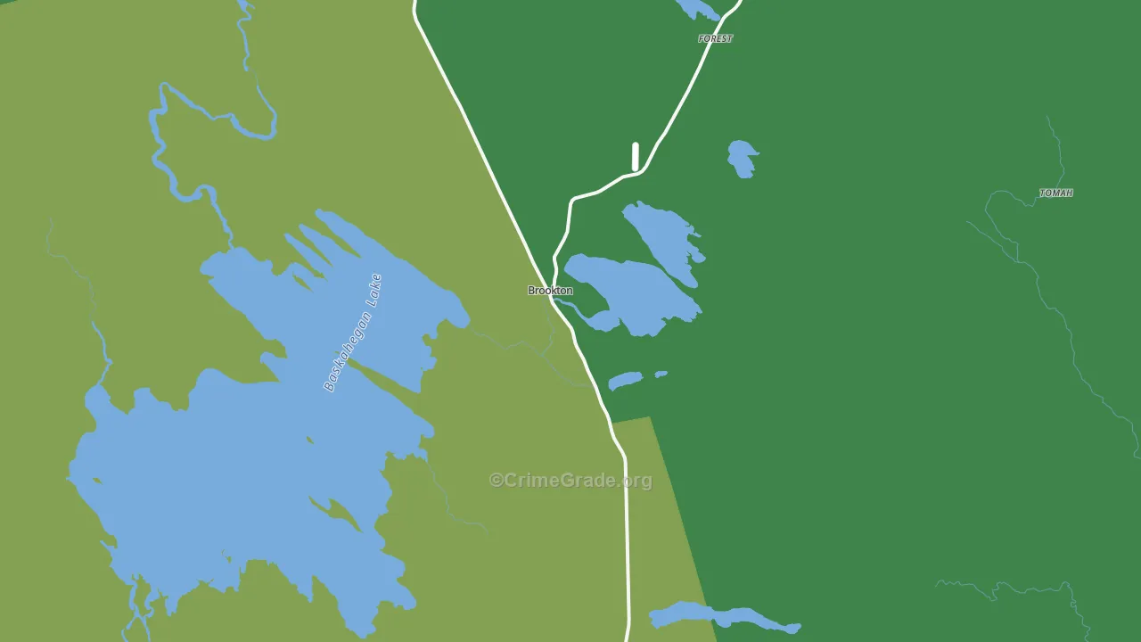 Brookton, ME Map of Vehicle Theft Rates