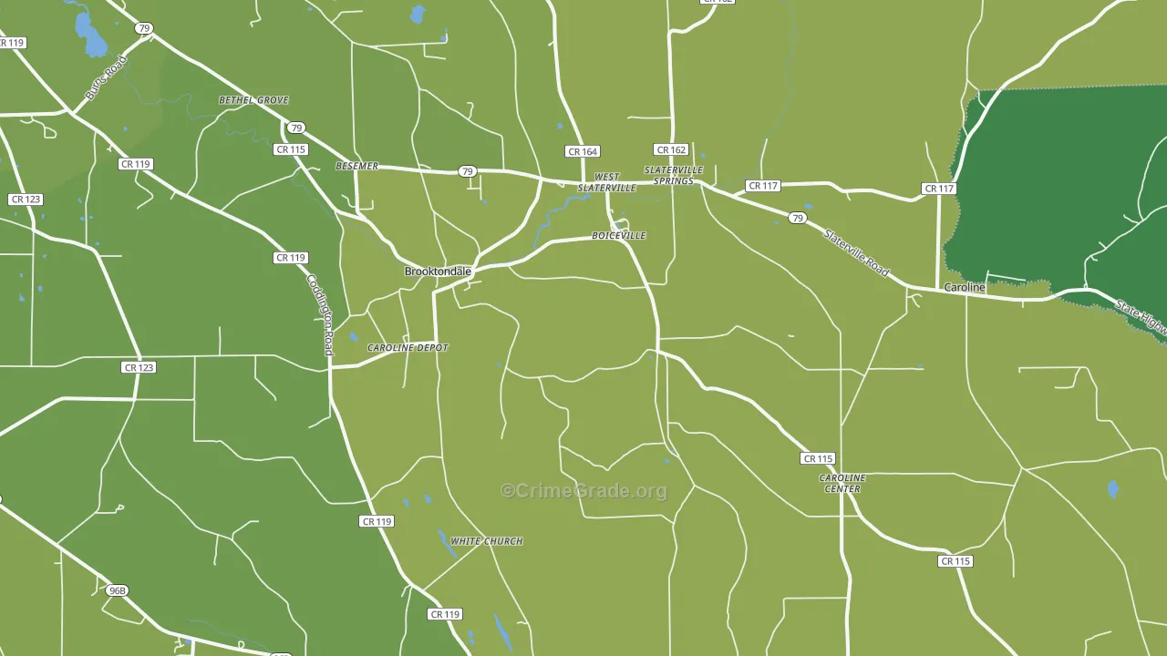 Brooktondale, NY Map of Vehicle Theft Rates