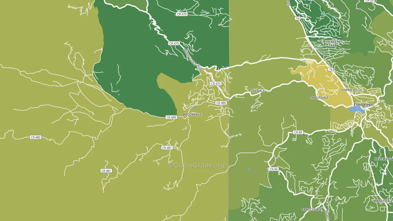 Brookvale, CO Map of Vehicle Theft Rates