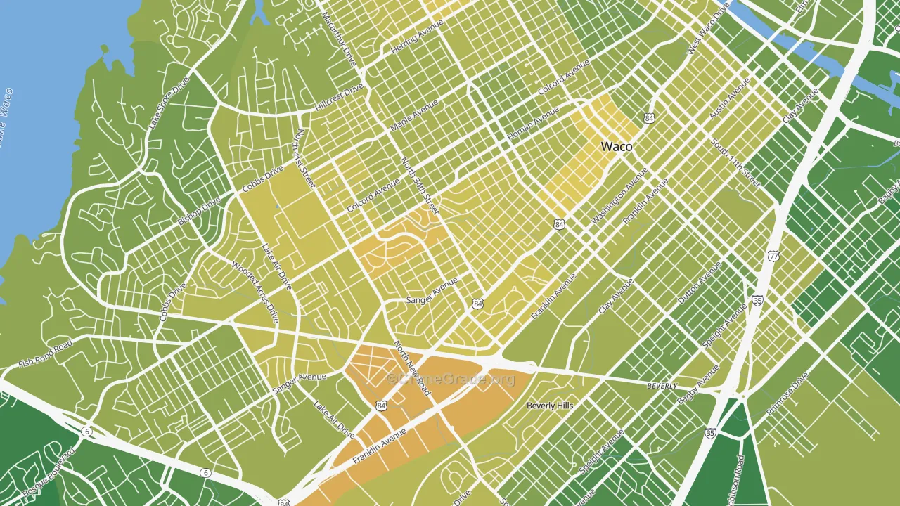 Brookview, Waco, TX Map of Vehicle Theft Rates