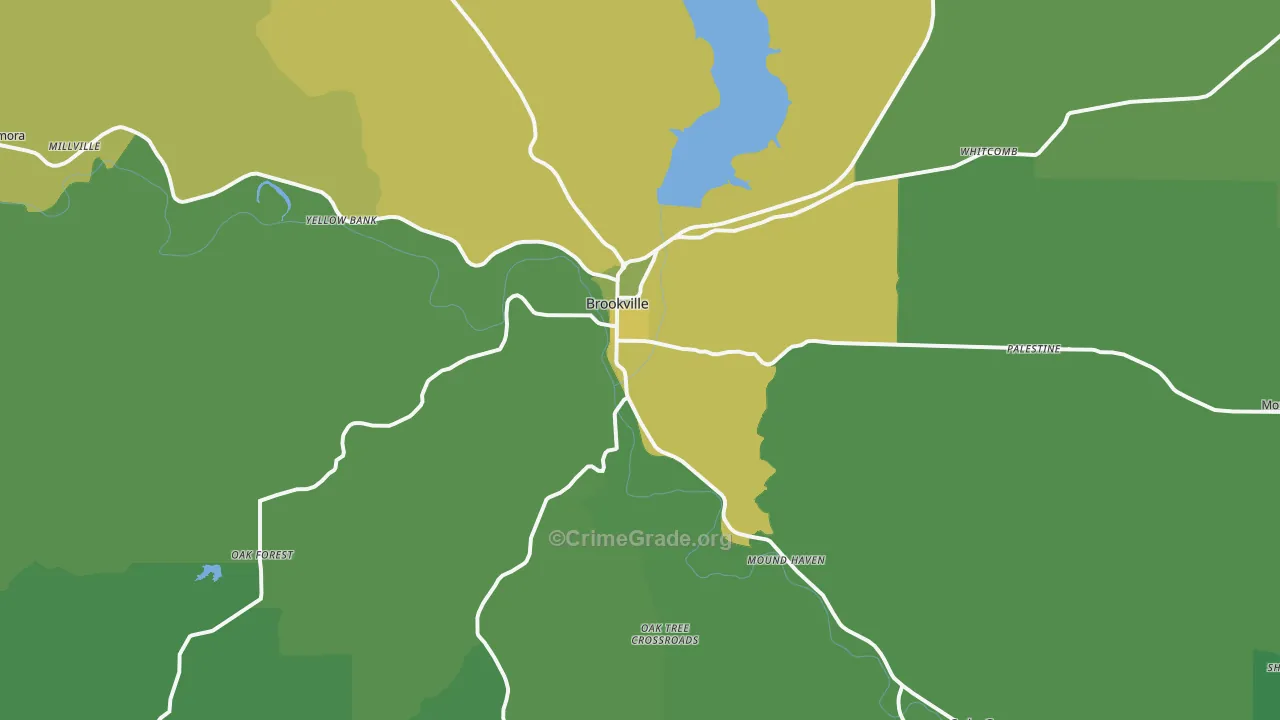 Brookville, IN Map of Vehicle Theft Rates