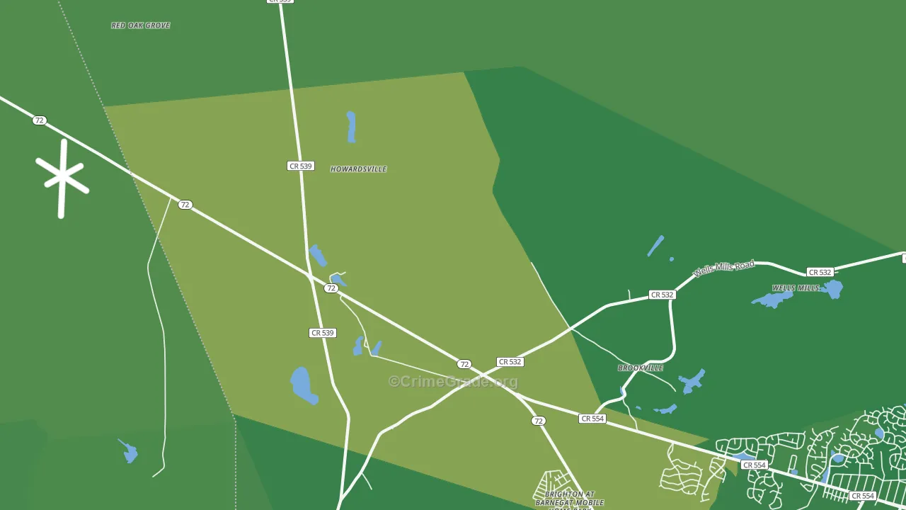Brookville, NJ Map of Vehicle Theft Rates