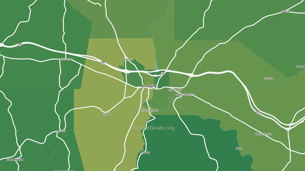 Brookville, PA Map of Vehicle Theft Rates