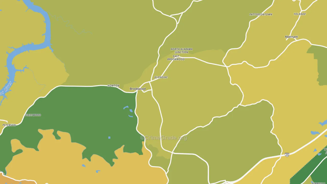 Brookwood, AL Map of Vehicle Theft Rates