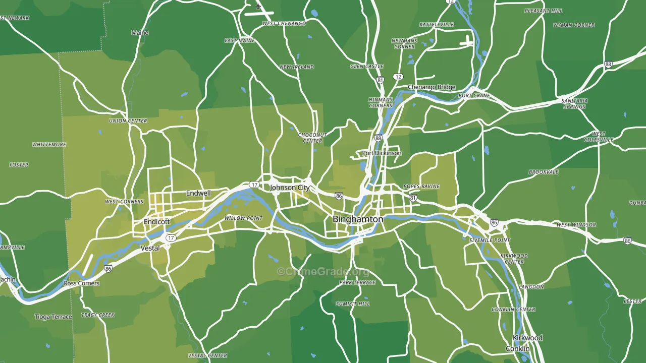 Broome County, NY Map of Vehicle Theft Rates