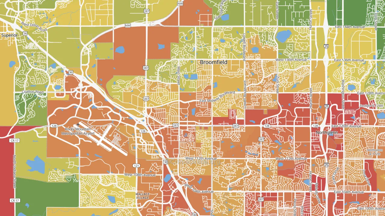 Broomfield, CO Map of Vehicle Theft Rates