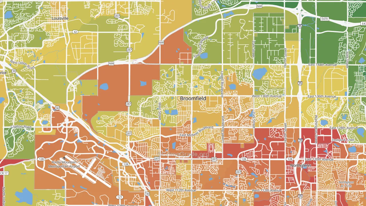 Broomfield County, CO Map of Vehicle Theft Rates