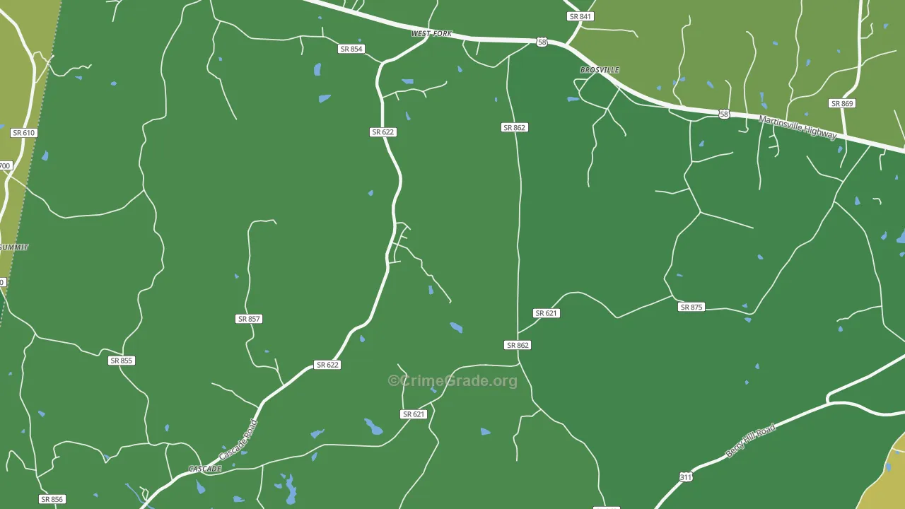 Brosville, VA Map of Vehicle Theft Rates