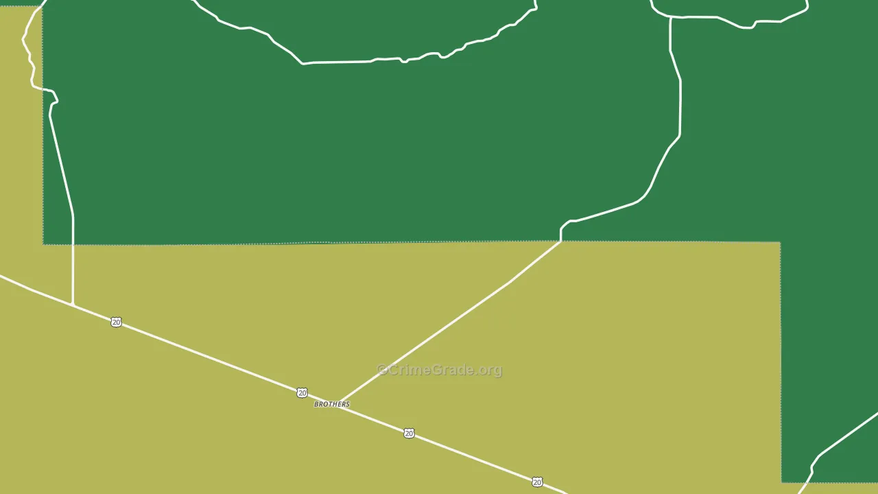 Brothers, OR Map of Vehicle Theft Rates