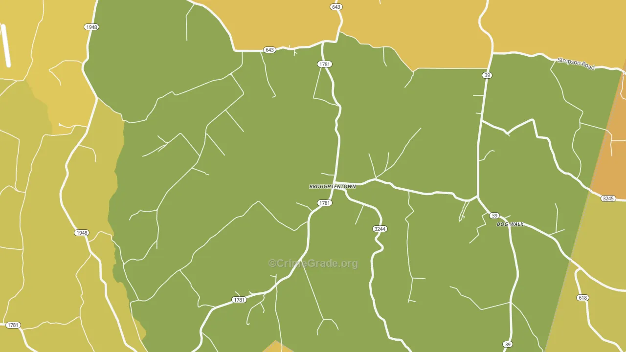 Broughtentown, KY Map of Vehicle Theft Rates