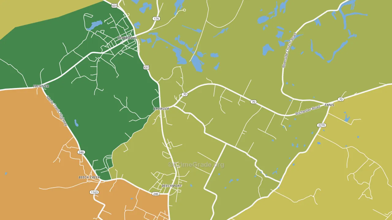Browder, KY Map of Vehicle Theft Rates