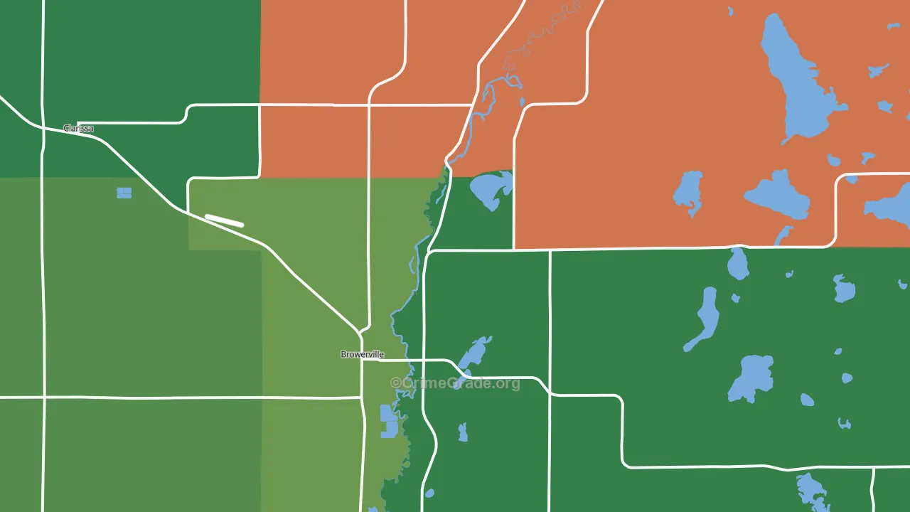 Browerville, MN Map of Vehicle Theft Rates
