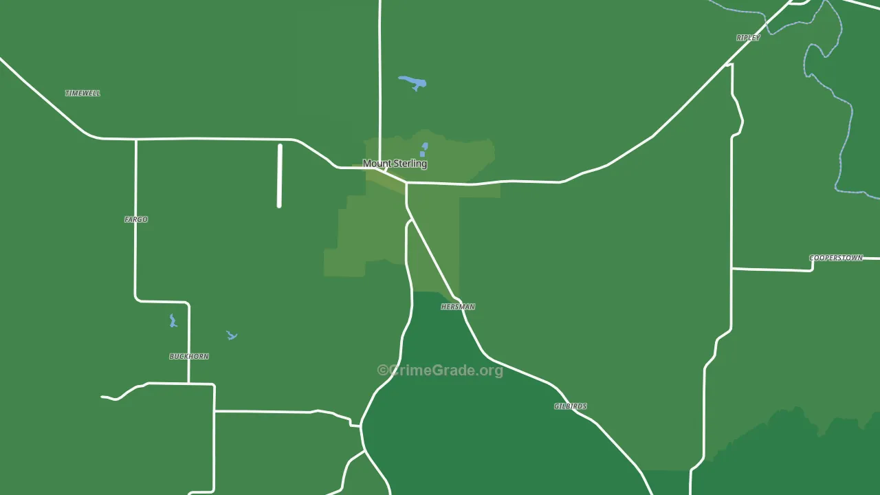 Brown County, IL Map of Vehicle Theft Rates