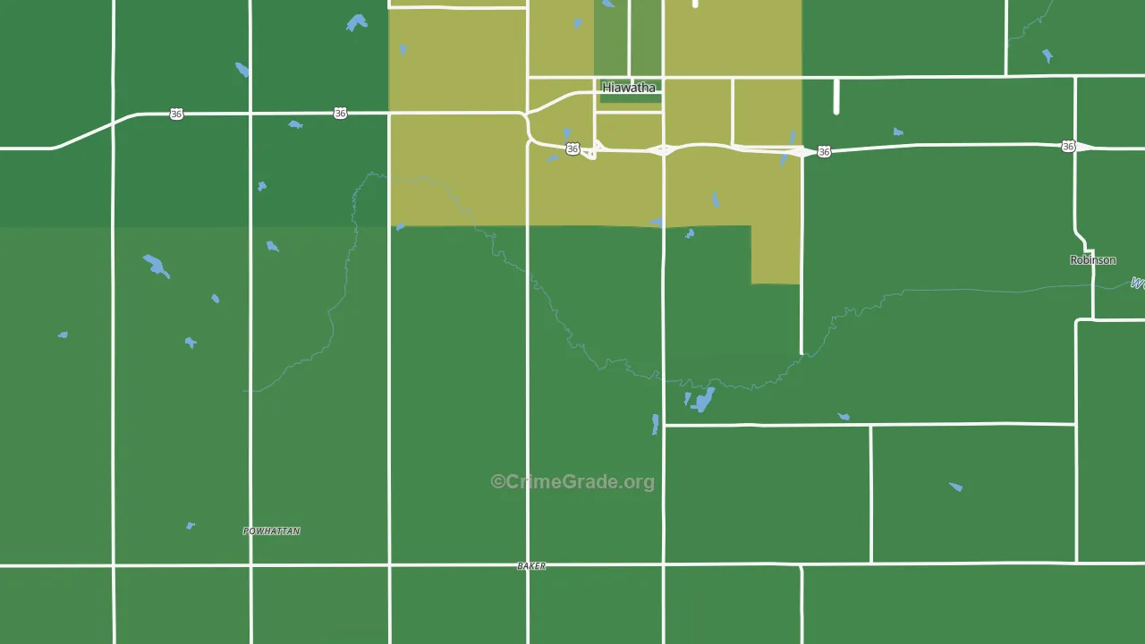 Brown County, KS Map of Vehicle Theft Rates