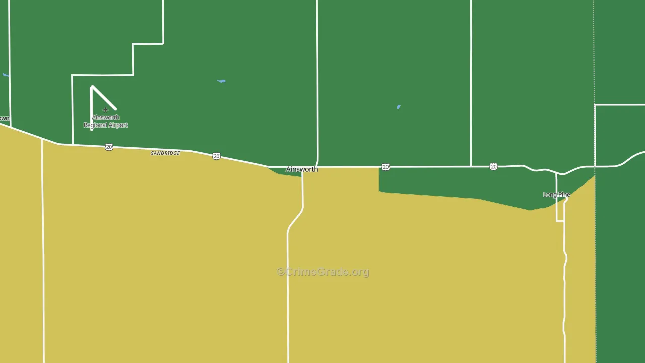 Brown County, NE Map of Vehicle Theft Rates