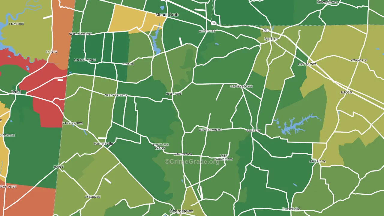 Brown County, OH Map of Vehicle Theft Rates