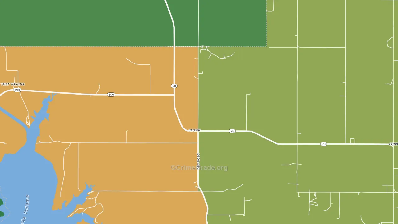 Brown, OK Map of Vehicle Theft Rates