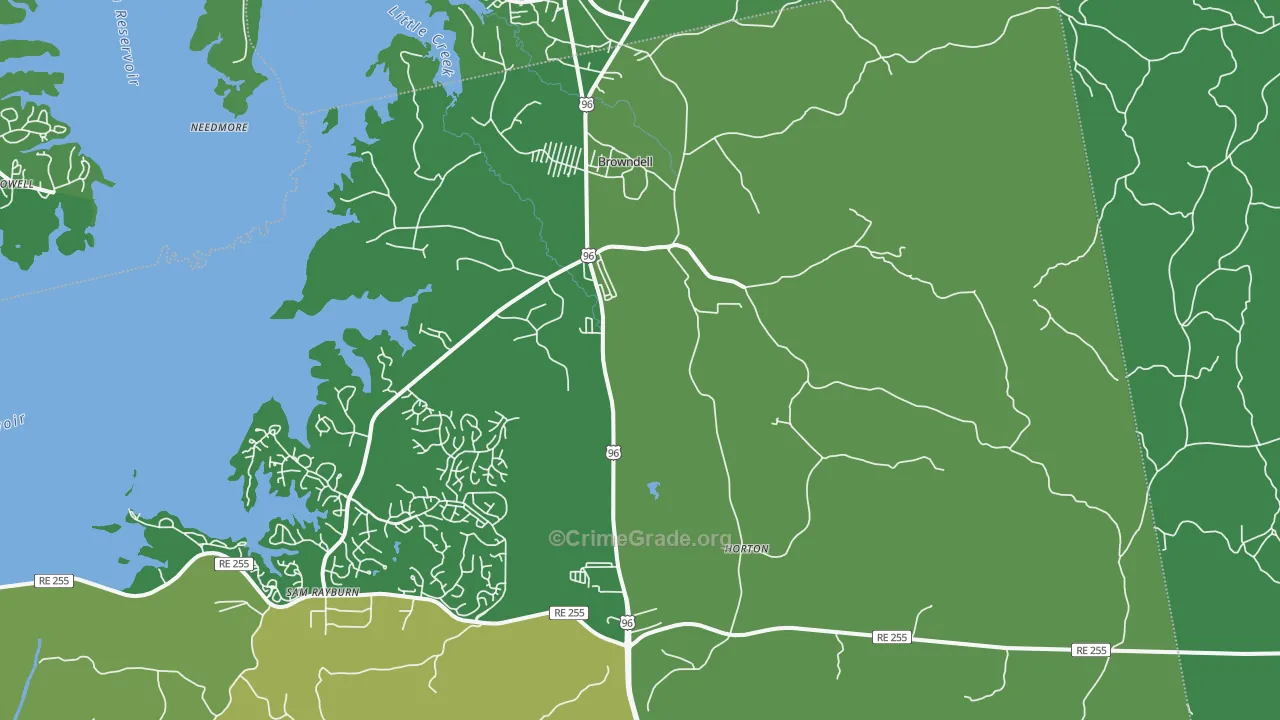 Browndell, TX Map of Vehicle Theft Rates