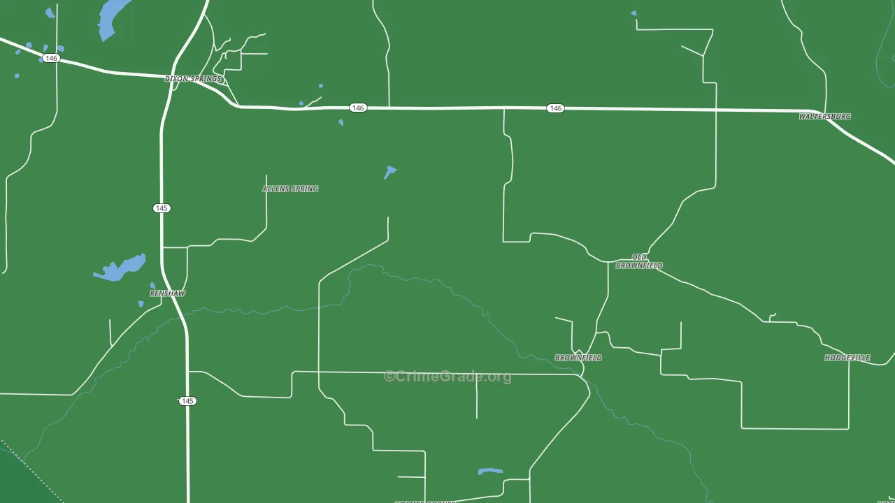 Brownfield, IL Map of Vehicle Theft Rates