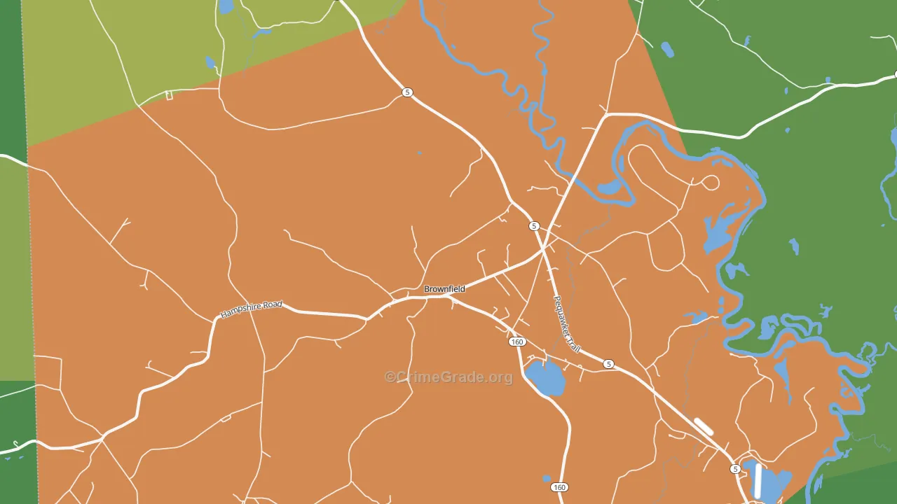 Brownfield, ME Map of Vehicle Theft Rates