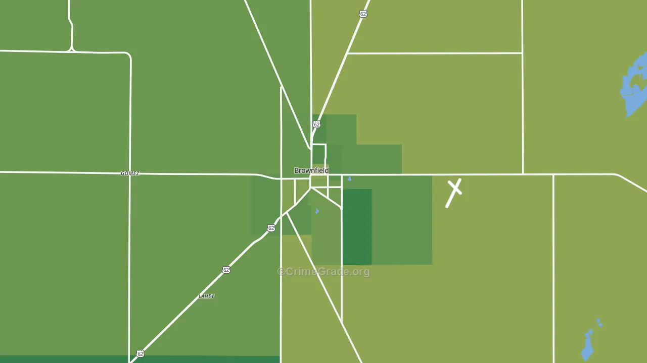 Brownfield, TX Map of Vehicle Theft Rates