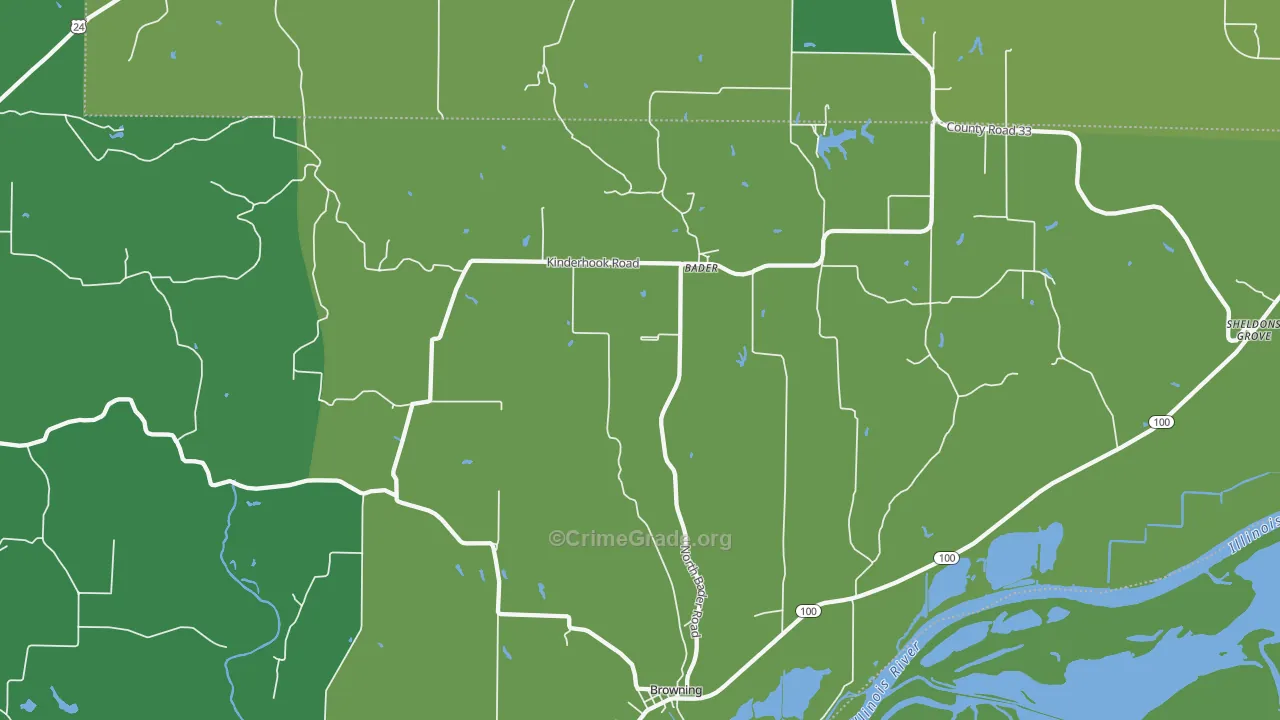 Browning, IL Map of Vehicle Theft Rates