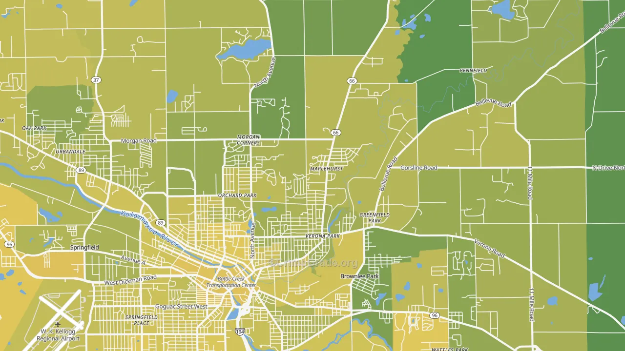 Brownlee Park, MI Map of Vehicle Theft Rates