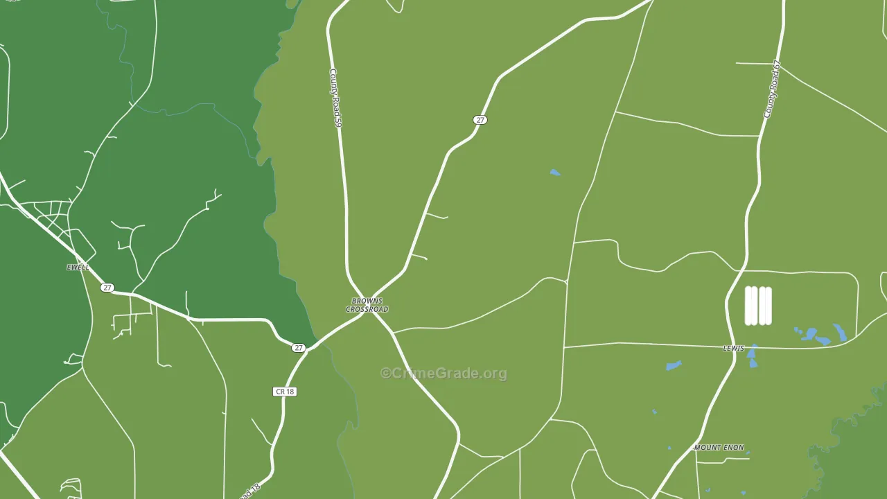 Browns Crossroads, AL Map of Vehicle Theft Rates