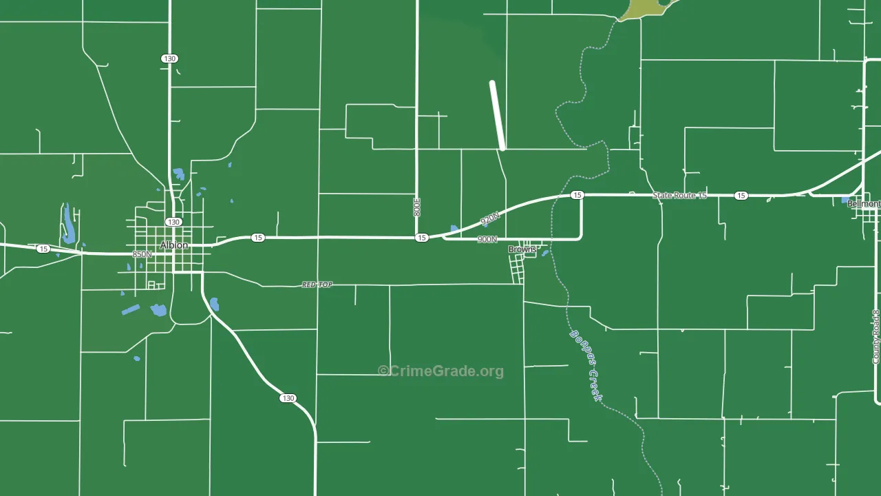 Browns, IL Map of Vehicle Theft Rates