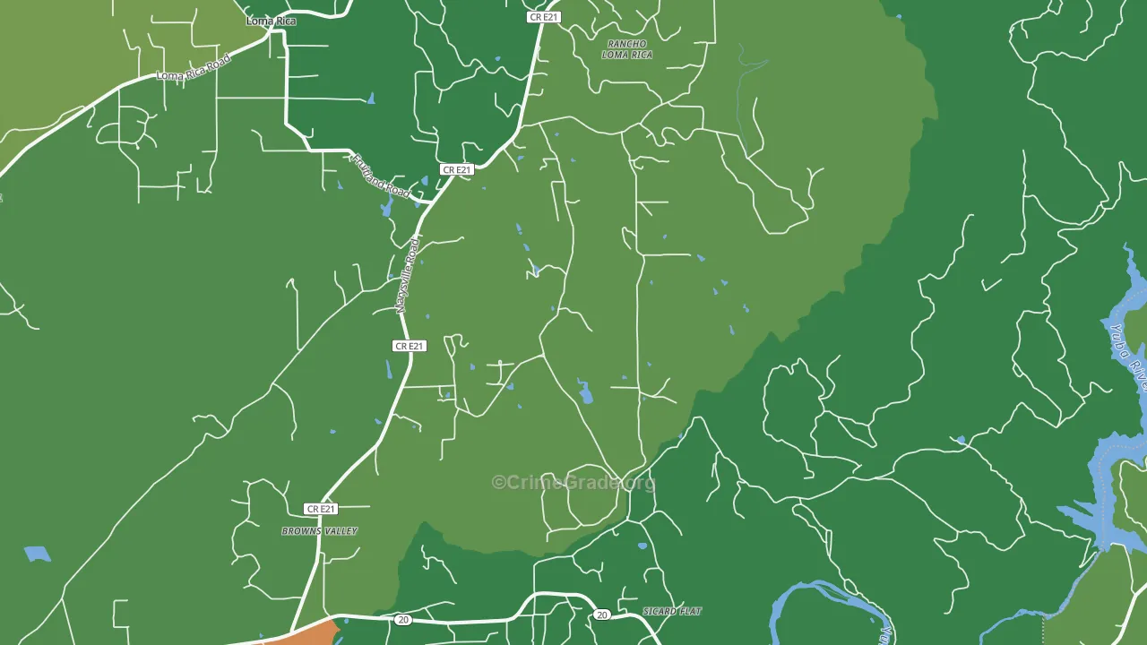 Browns Valley, CA Map of Vehicle Theft Rates