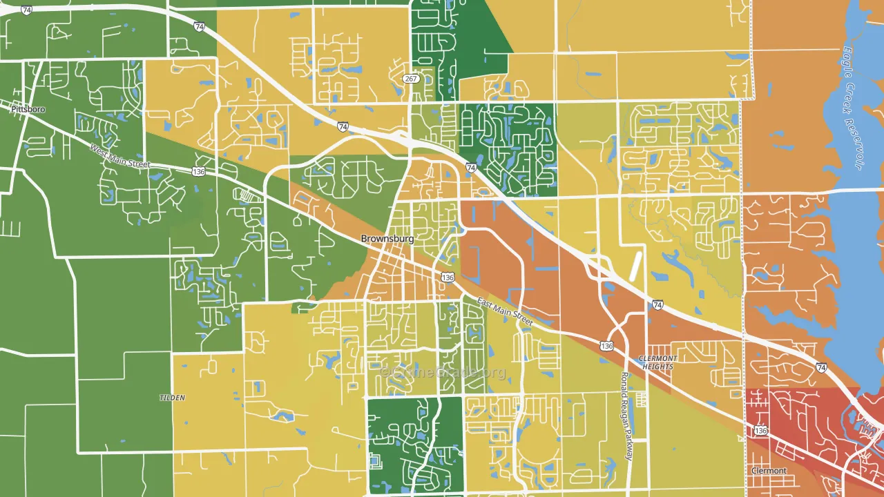 Brownsburg, IN Map of Vehicle Theft Rates