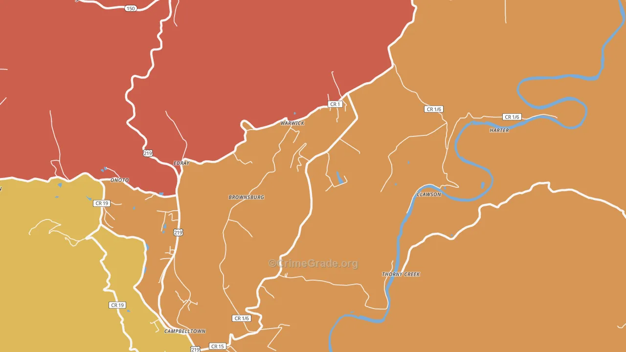Brownsburg, WV Map of Vehicle Theft Rates