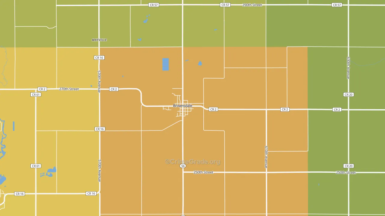 Brownsdale, MN Map of Vehicle Theft Rates